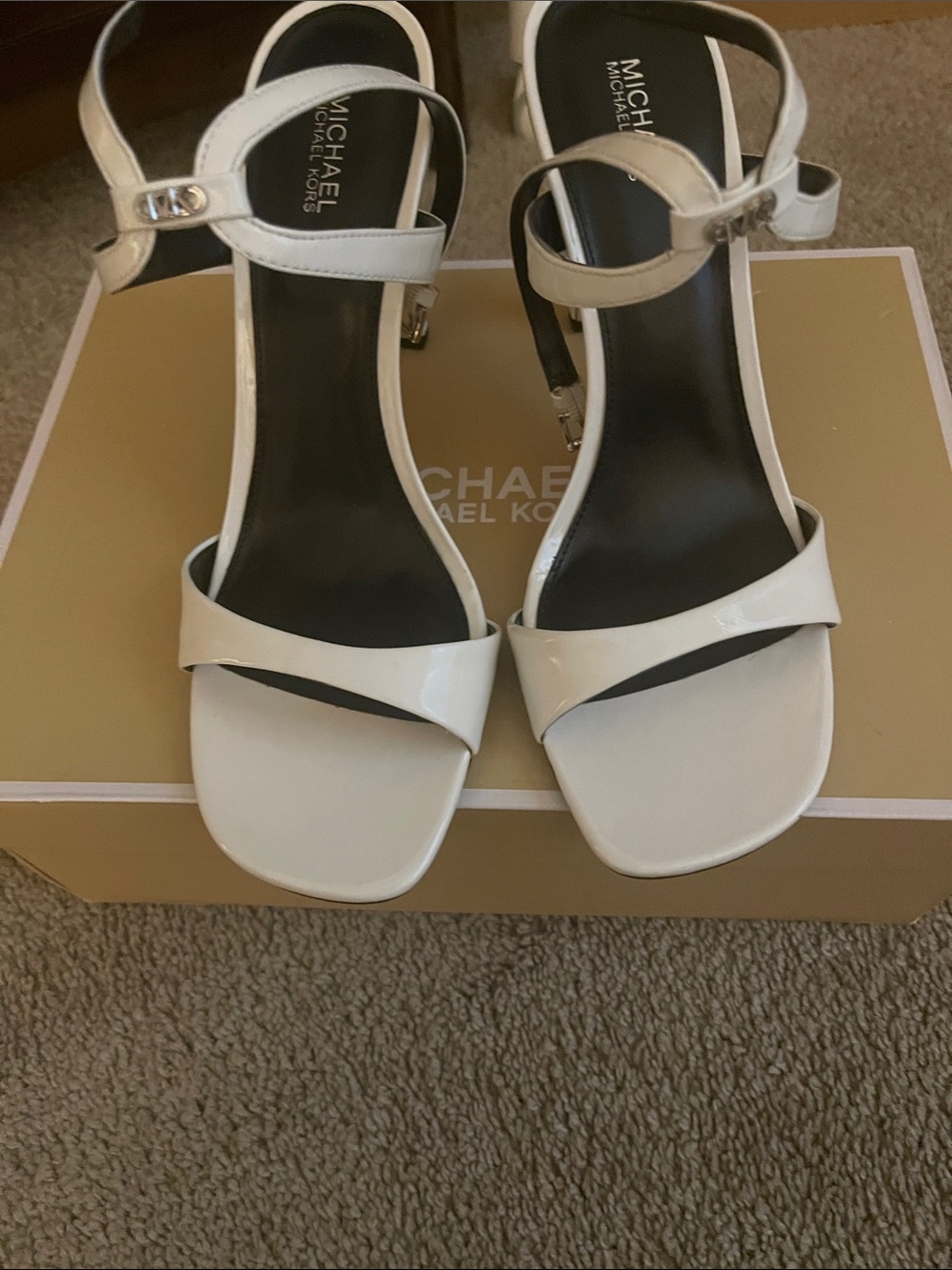 Michael Kors Amara Patent leather White  Ankle-Strap Heels